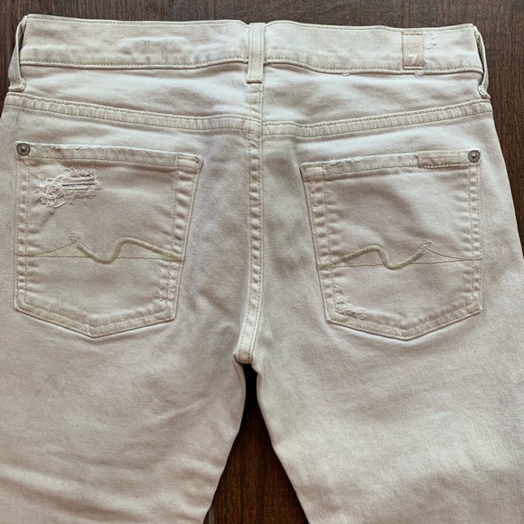 7 for all Mankind Cream Grey Distressed 32” LONG - Picture 7 of 8